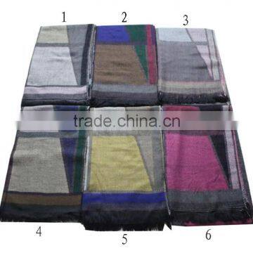 Colorful 100% Acrylic Shawl Stole Winter Geometric Border Korean SCARF RL-206 photo-2