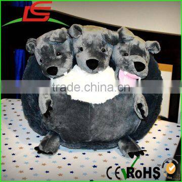 wholesale plush three head dog cerberus stuffed toy cushion