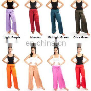 Thai Fisherman Pants Cotton 100% Wrap Unisex Yoga Boho Capri Long Trousers