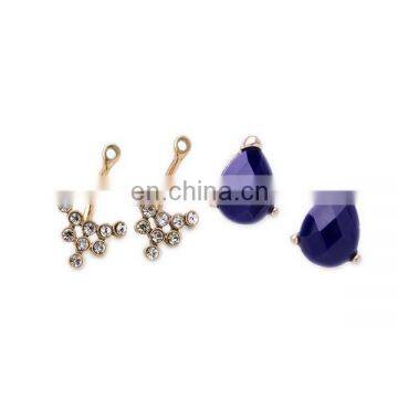 Emerald blue crystal glass drop earrings zircon ear jackets fashion jewelry