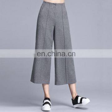 Fashion Autumn Style Woolen Grey Casual Trousers