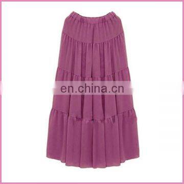 four fold Bohemian style colorful long pleated skirt