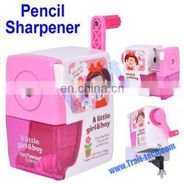 Lovely A Little Girl & Boy Series Semi Manual Plastic Pencil Sharpener with Clamp No.0610