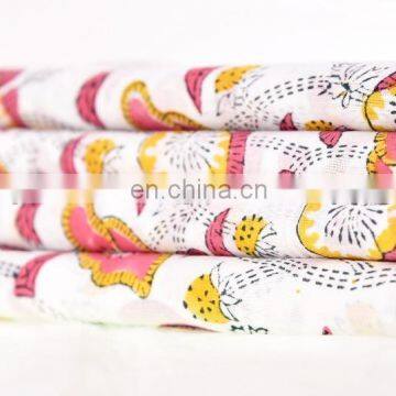 Indian Latest Hand Block Cotton Fabric Crafting Dressmaking Sewing Fabric By Meter