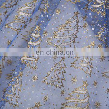 2015 Wholesale Christmas Tree China Textile Spraying Organza Fabric Priting