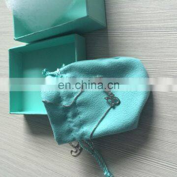 Free Risk Top Design Beautiful Light Blue Necklace Paper Box ,Velvet Pouch Bag,Paper Bag For Set