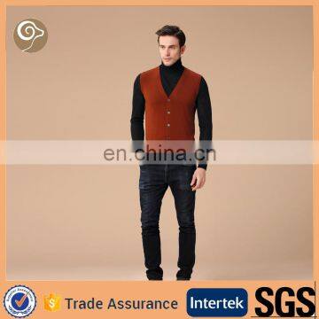 men's orange pure cashmere vest cardigan