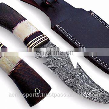 Damascus knifes - Handmade Damascus Hunting Knife With Colored Camel Bone Handle