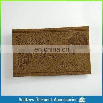 Hot sell custom embossed effect patch leather label for jeans