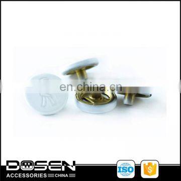 White Color Custom Engrave Logo Brass Snap Button Snap Fastener Metal Studs Button For Shirt Jacket Coat 10mm