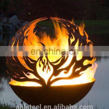 Outdoor Heater Rustic Corten Steel Firepit with BBQ Function