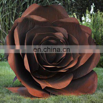 Realistic Corten Steel Rose Sculpture