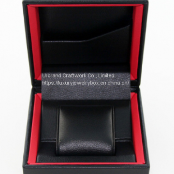 Black PU Leather Watch Box With Custom Insert for Holding Watch, Watch Strap, Warranty Card. photo-4
