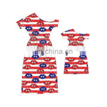 One Shoulder Dress 4th Of July Clothes Mommy And Me Dress photo-4