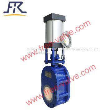 Z644TC-10C type pneumatic ceramic sealing double disc gate valve with ceramic lined