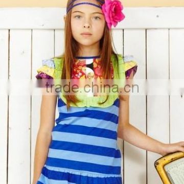 kids clothing wholesale cotton sleeveless strip shirt ruffle top children garments summer 2015