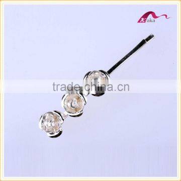 Simple Designs Wedding Ornaments New Arrival Gold&SilverClean Flowers Hair Grips Metal Decorated Hair Clips For Girls Gifts photo-3