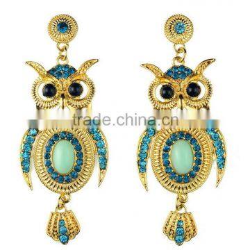 Fashional Cute Owl Earring With Stone Arete Para Esposa Novia Stud Earring Sets Clip photo-2