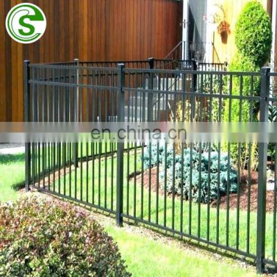 Outdoor security 3 rails press spear tubular steel fence design commercial border fencing