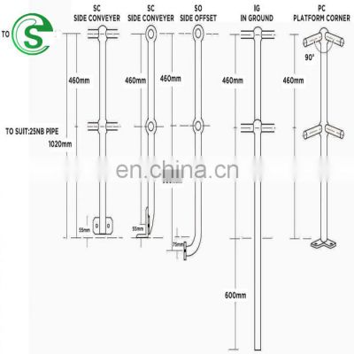 Metal material ball joint handrail galvanized steel railing stanchions for grating