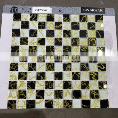 25x25mm Golden Mosaic Mesh Stainless Steel Diy Electro-plated Golden Rose Golden Silver Mirror Glass Mosaic Tile photo-5