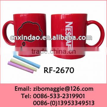 U Shape Colored Ceramic Chalk Mug with Nescafe Design for Wholesale Ceramic Coffee Cups