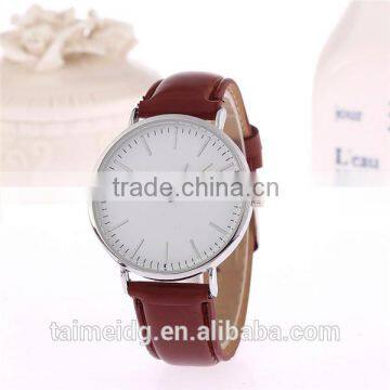 Top mens stainless steel genuine leather watch