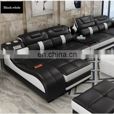 Cheap Modern White Leather Sofa Set Furniture USB charge wireless music player massage Sofa leather Living Room Sofas