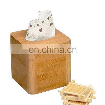 Simple Design Square Bamboo Napkin Holder Paper Meal Tissue Storage Box