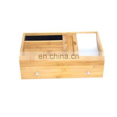 Bamboo Pencil Holder with Tray for Storing and organizing Small Stationary Items Such as paperclips Business Cards and notepad