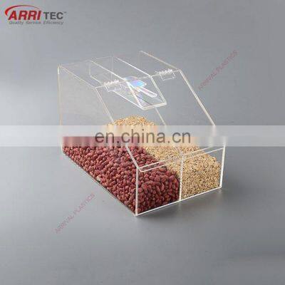 plastic red bean dispenser for grain supermarket clear acrylic bulk food bin