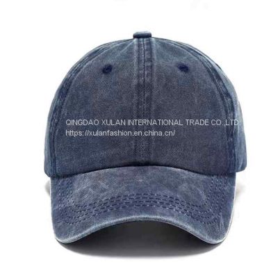 Custom Vintage Retro 6 Panel Distressed Stone Washed 14 Colors Cotton Chino Blank Baseball Cap