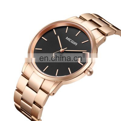 MEGIR 2164 The New Model Quartz Watch for Men Stainless Steel Waterproof Watch Business Watches Men Brand