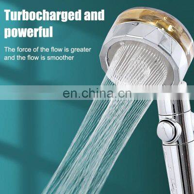 Cheap Price 360 Degree Hand High Pressure Water Saving Spray Propeller Rotating Fan Shower Head With Stop Button photo-4