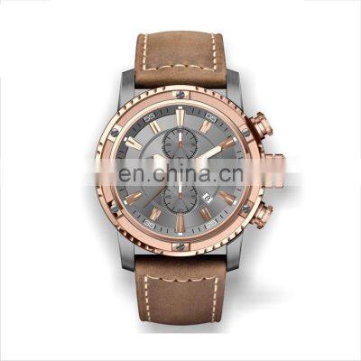 10ATM Water Resistant Coffee Genuine Leather Straps Wrist Watch Popular Designer Japanese Movement Watches For Men