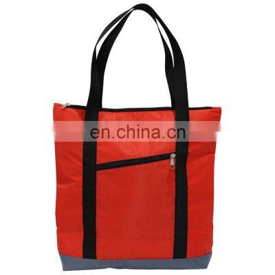 High Quality Custom Zipper Pocket Outdoor Beach Picnic Storage Food Cans Folding Tote Insulated Cooler Shopping Bag