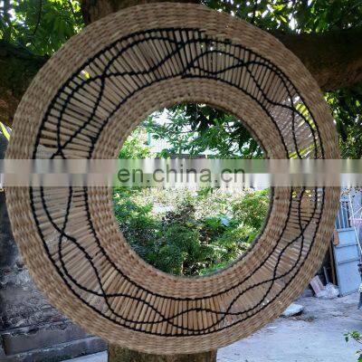 Handwoven Hot Sale Decor Vintage Seagrass Round Mirror Bohemian Art Decor Manufacturer Vietnam Cheap Wholesale
