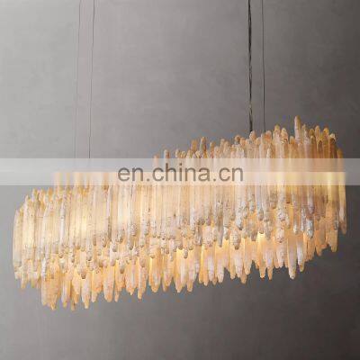 Modern Gold Luxury SELENITE Round Crystal Chandelier High Ceiling Lighting Hanging Lamp photo-4