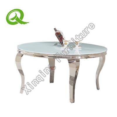 Modern luxury glass top stainless steel restaurant living room dining table coffee table set