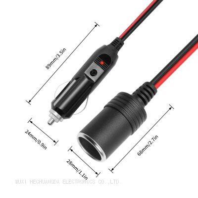 Customized processing of cigarette lighter male plug to female sockets power cord