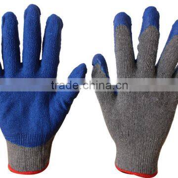 Blue latex coated gloves, grey shell,wrinklefinishing