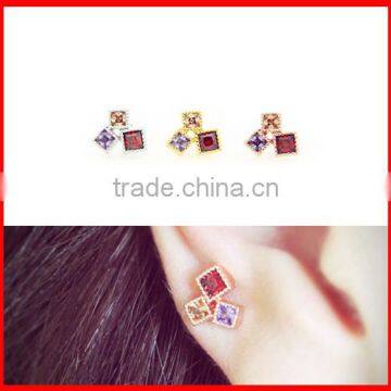2016 high quality nice colorful simple gold earring designs for women
