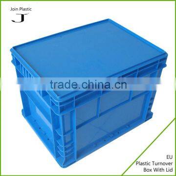 High strength PP plastic blue & grey turnover lid box