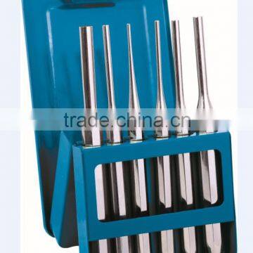 Wholesale 6pcs Steel Octagonal Handle Cylindrical Pin Punch Set with Metal Case Package