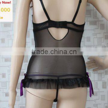 Wholesale Sexy Womens Underwire Lingerie Set Cool Lace Bra Underwear G-string Ladies Sleepwear Nightwear photo-3