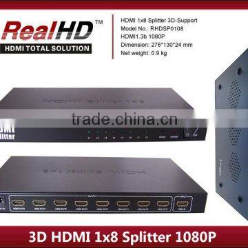 2016 Best Selling 1x8 V1.4 Mini HDMI Splitter With HDCP Key