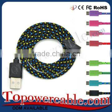 Factory Wholesale Customized Fabric Shielded Mobile Phone Micro USB Cable