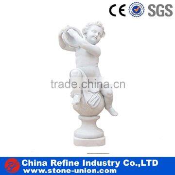 Hand Carved White Natural Marble Statue For Kids