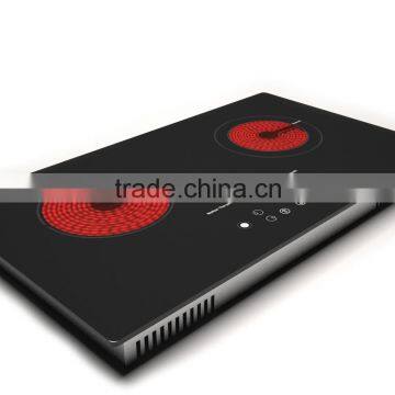 Two burner 3000W built-in ceramic cooktop with smart control