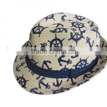 seaman navy printing paper cloth fedora hat